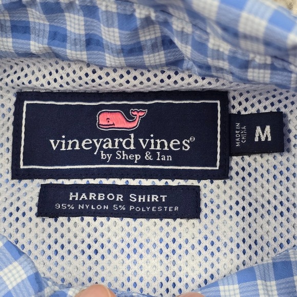 Vineyard Vines‎ Shirt Mens Medium Blue Plaid Harbor Lightweight Vented Fishing - Picture 4 of 10